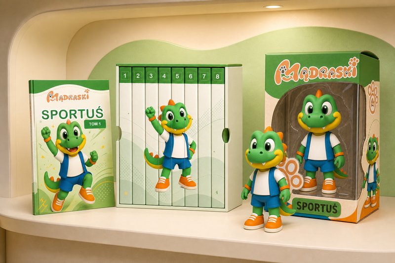 Książka i figurka Sportusia — wizualizacja kolekcji